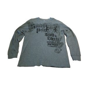 Southpole Premium Shirt Men Size XL Gray Waffle Thermal Truth & Liberty Graphic